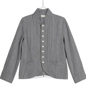 CP Shades Dree Linen Jacket Black White Stripe Button Front Women’s Blazer SZ S